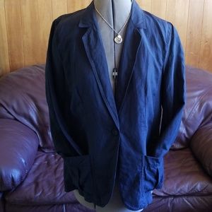 J Jill Deep Blue silk/linen career blazer